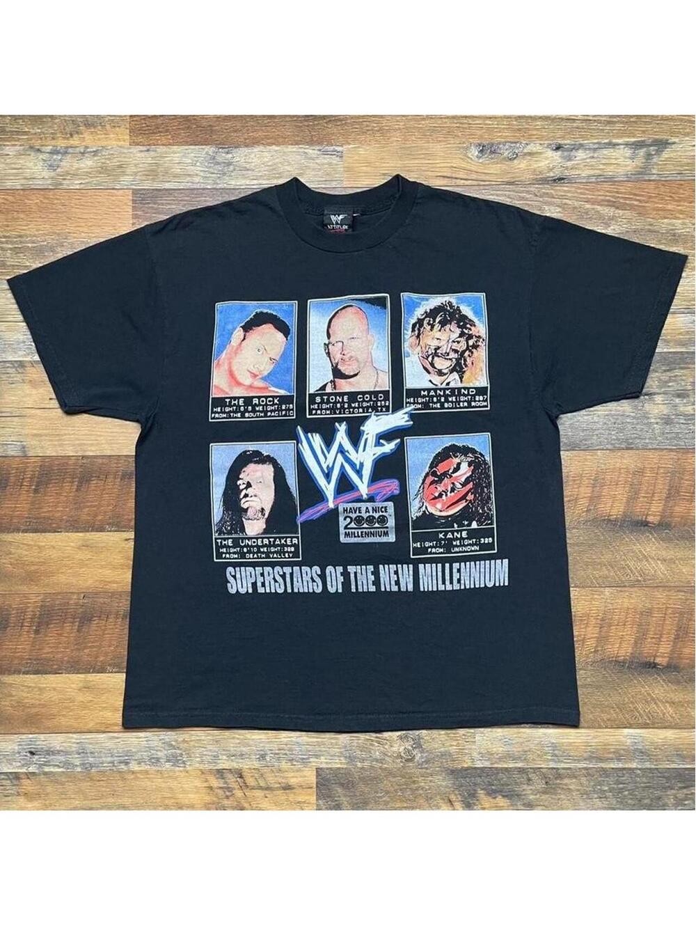 Vintage WWF Superstars Of The Millennium Short Sleeve Shirt Size XL